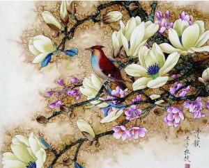 Bird On Flowers Branch Paint By Numbers