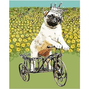 Pug Riding Tricycle Paint By Numbers