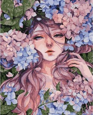 Girl In Hydrangeas Paint By Numbers