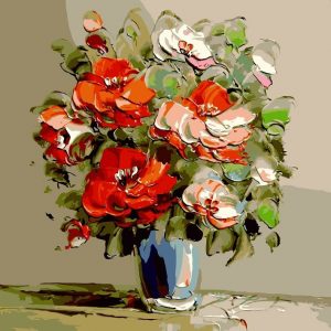 Red Flowers Vase Paint By Numbers