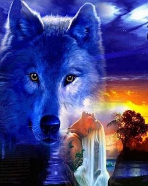 Blue Wolf Scenery Animals Paint By Numbers