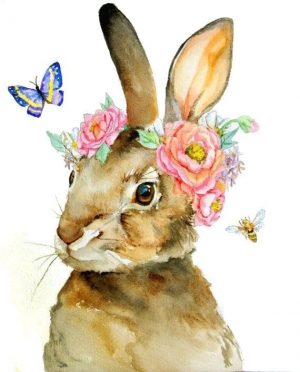 Bunny With Flowers Around Ears Animals Paint By Numbers