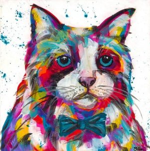Cat with Wow Tie Animals Paint By Numbers