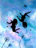 Girls Swinging Silhouette Paint By Numbers