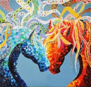 Abstract Horse Couple Paint By Numbers