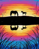 Horses Silhouette Paint By Numbers