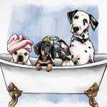 Dogs in Bathtub Paint By Numbers