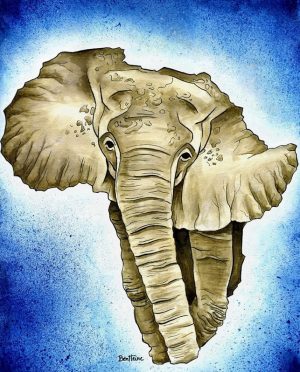 African Elephant paint By Numbers