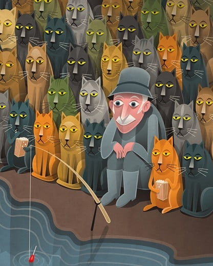 Fisherman And Cats Paint By Number