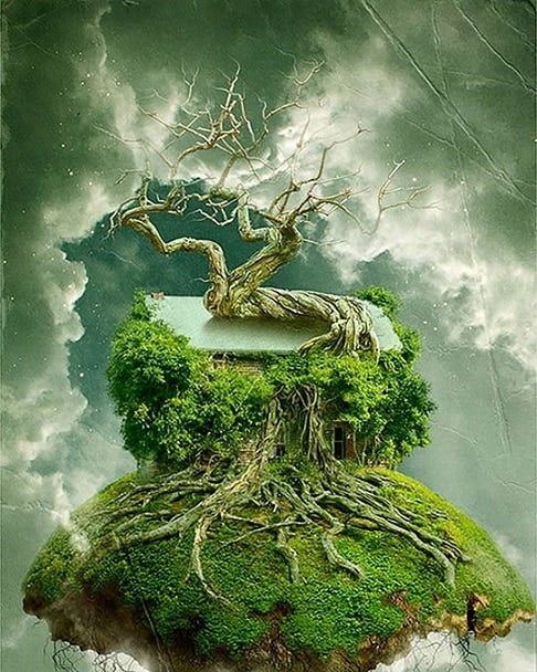 Floating Overgrown Planet Paint By Numbers