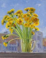 Yellow Flowers In Glass Paint By Numbers