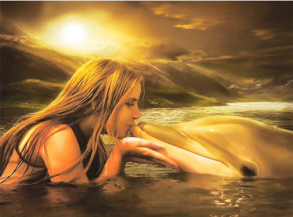 Mermaid With Dolphin Paint By Numbers