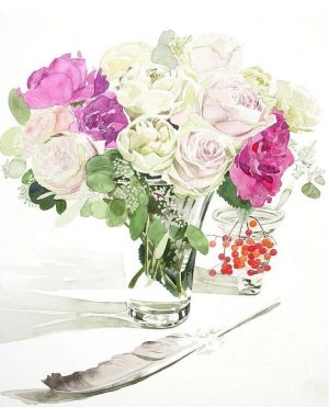 Pink And White Roses Paint By Numbers