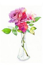 Pink Roses Vase Paint By Numbers