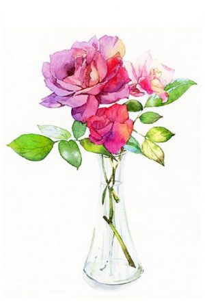 Pink Roses Vase Paint By Numbers