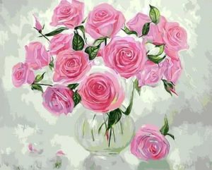 Pink Roses Vase Paint By Numbers