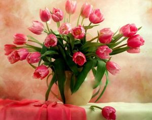 Pink Tulips Vase Paint By Numbers