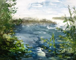 Pond Blue Landscape Paint By Numbers