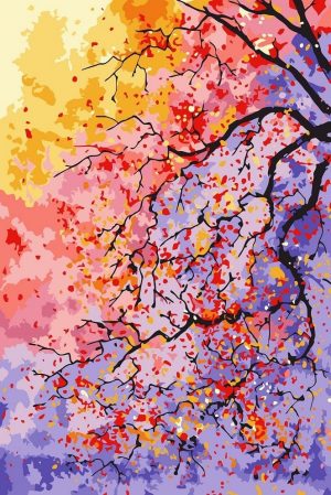 Scenery Of Colorful Trees Landscape Paint By Numbers