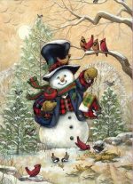 Snowman And Cardinals Paint By Numbers