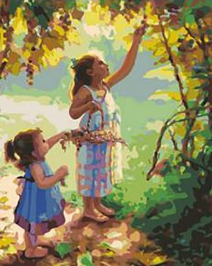 Two Girls Picking Grapes Paint By numbers