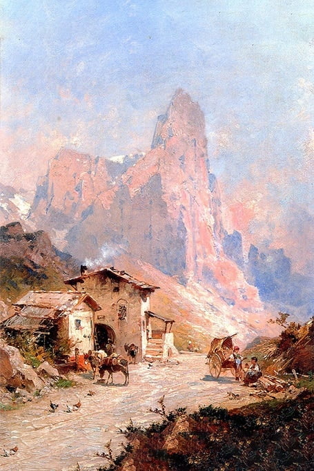 Figures in a Village in the Dolomites Paint By Numbers