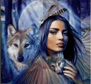 Native Woman And Wolves Paint By Numbers