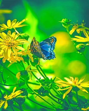 Butterfly On Flowers Paint By Numbers