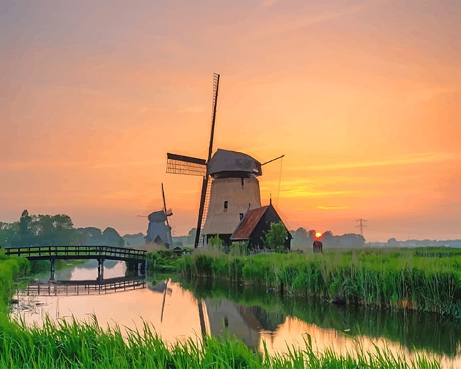 Old Windmill Paint By Numbers