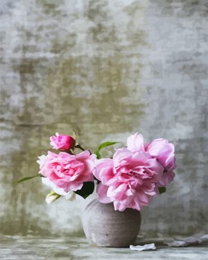 Pink Flowers Vase Paint By Numbers