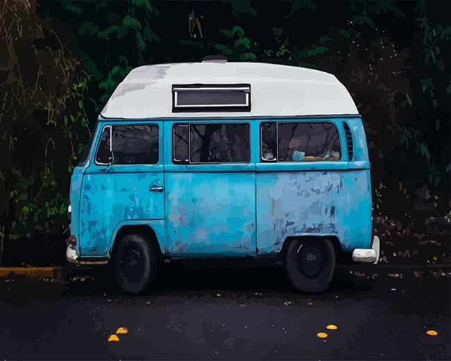 Blue Mini Bus Paint By Numbers