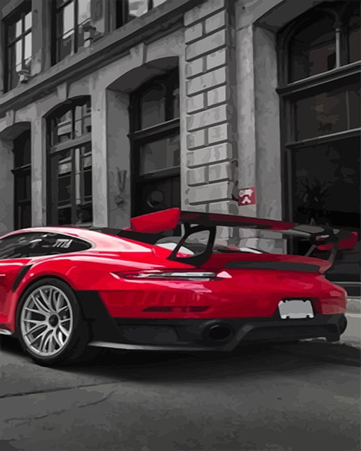 Red Porsche Car Paint By Numbers
