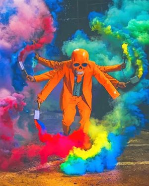 Colorful Smoke Skull Paint By Numbers
