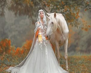 Princess With Unicorn Paint By Numbers