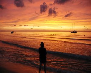 Girl In Beach Silhouette Paint By Numbers