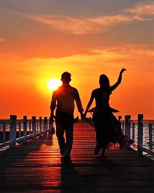 Sunset Couple Silhouette Paint By Numbers