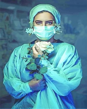 Nurse Holding A Rose Paint By Numbers