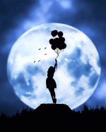 Girl And Balloons Silhouette Paint By Numbers