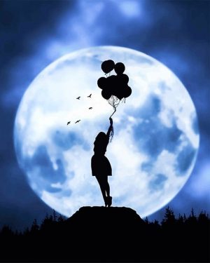 Girl And Balloons Silhouette Paint By Numbers
