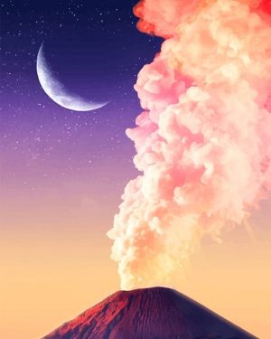 Moon And Volcano Paint By Numbers