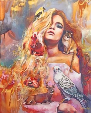 Animals Lover Blonde Girl NEW Paint By Numbers