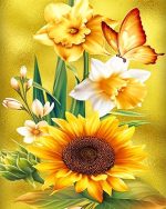 Sunflower And Butterfly Paint By Numbers