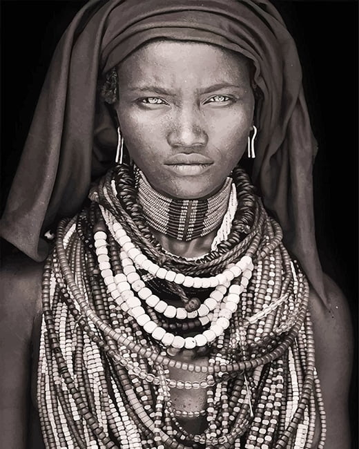 Black And White African Woman Paint By Numbers