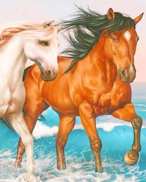 White And Brown Horses Paint By Numbers
