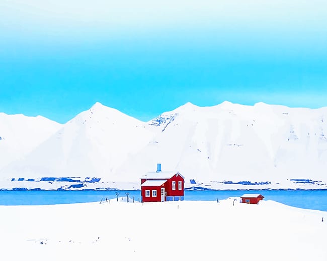 Red Cottage Iceland Paint By Numbers