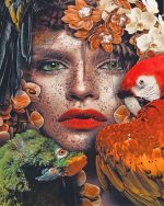 Parrots Woman Flowers NEW Paint By Numbers