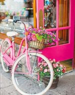 Pink Bike And Flowers Paint By Numbers
