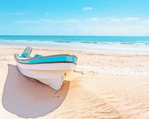 Boat In Sea Coast Paint By Numbers