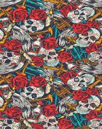 Skulls And Red Flowers Paint By Numbers