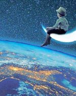 Boy Sitting On Moon Paint By Numbers